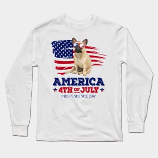 French Bulldog Flag USA - America 4th Of July Independence Day Long Sleeve T-Shirt